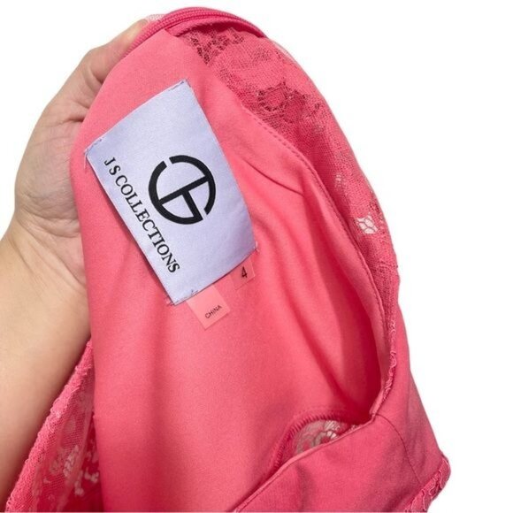 JS Collections Illusion Boat Neck Lace Insert Short Sleeve Sheath Dress 4 - Picture 12 of 13